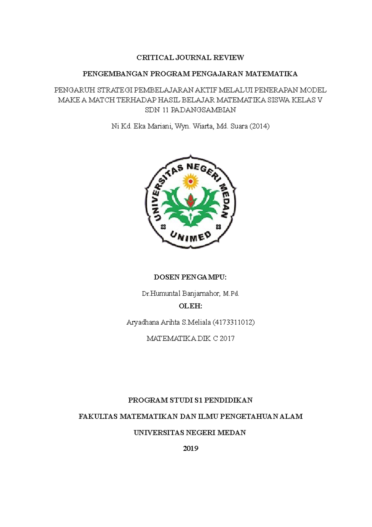 CJR: Pengaruh Strategi Aktif terhadap Hasil Belajar Matematika (P3M ...