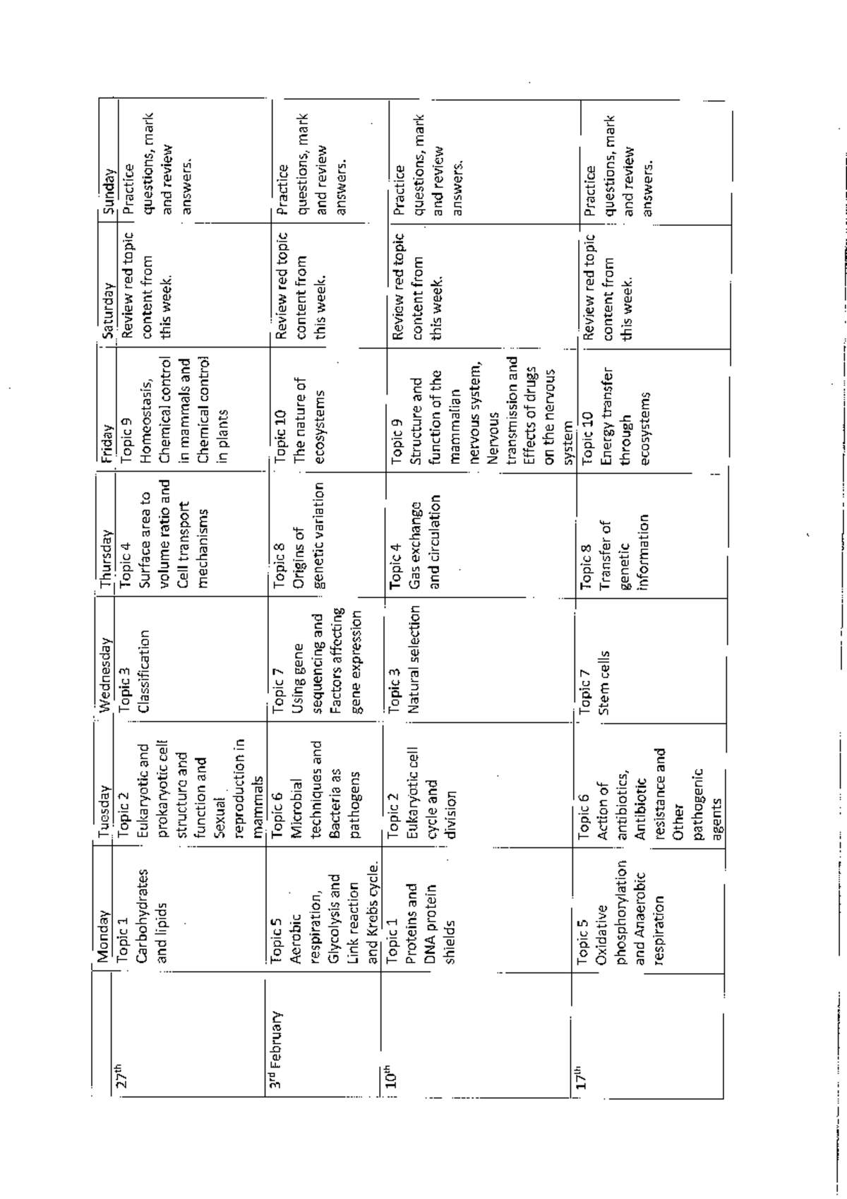 YR 13 Mock Exam Study Timetable: Weekly Topics & Reviews - Studocu