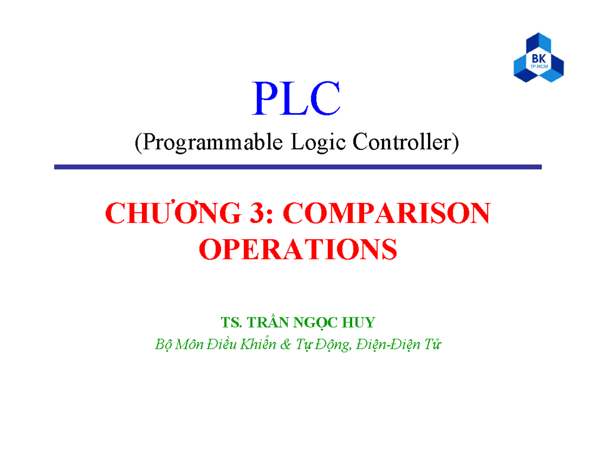 C3 Comparison Operations Color - Hệ thống PLC - PLC (Programmable Logic ...