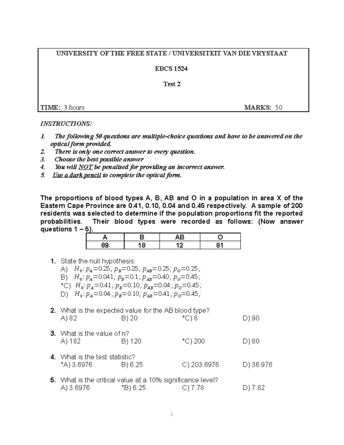 EFMA2614 Test 2 Solutions - University of the Free State 2023 - Studocu