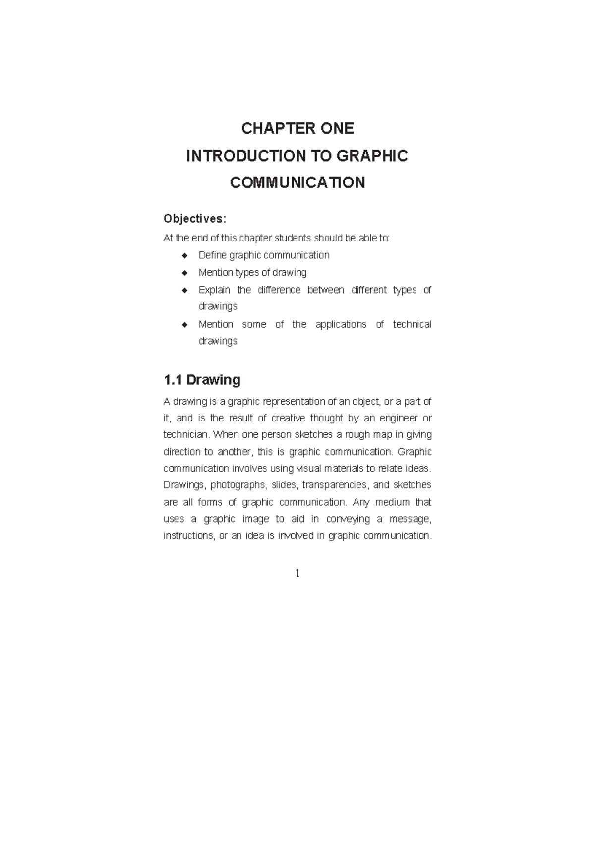 1. Unit 1 - Egd - CHAPTER ONE INTRODUCTION TO GRAPHIC COMMUNICATION ...