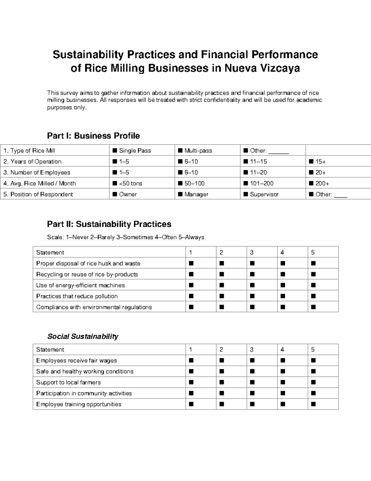 Rice Mill Sustainability Survey: Practices & Financial Performance ...