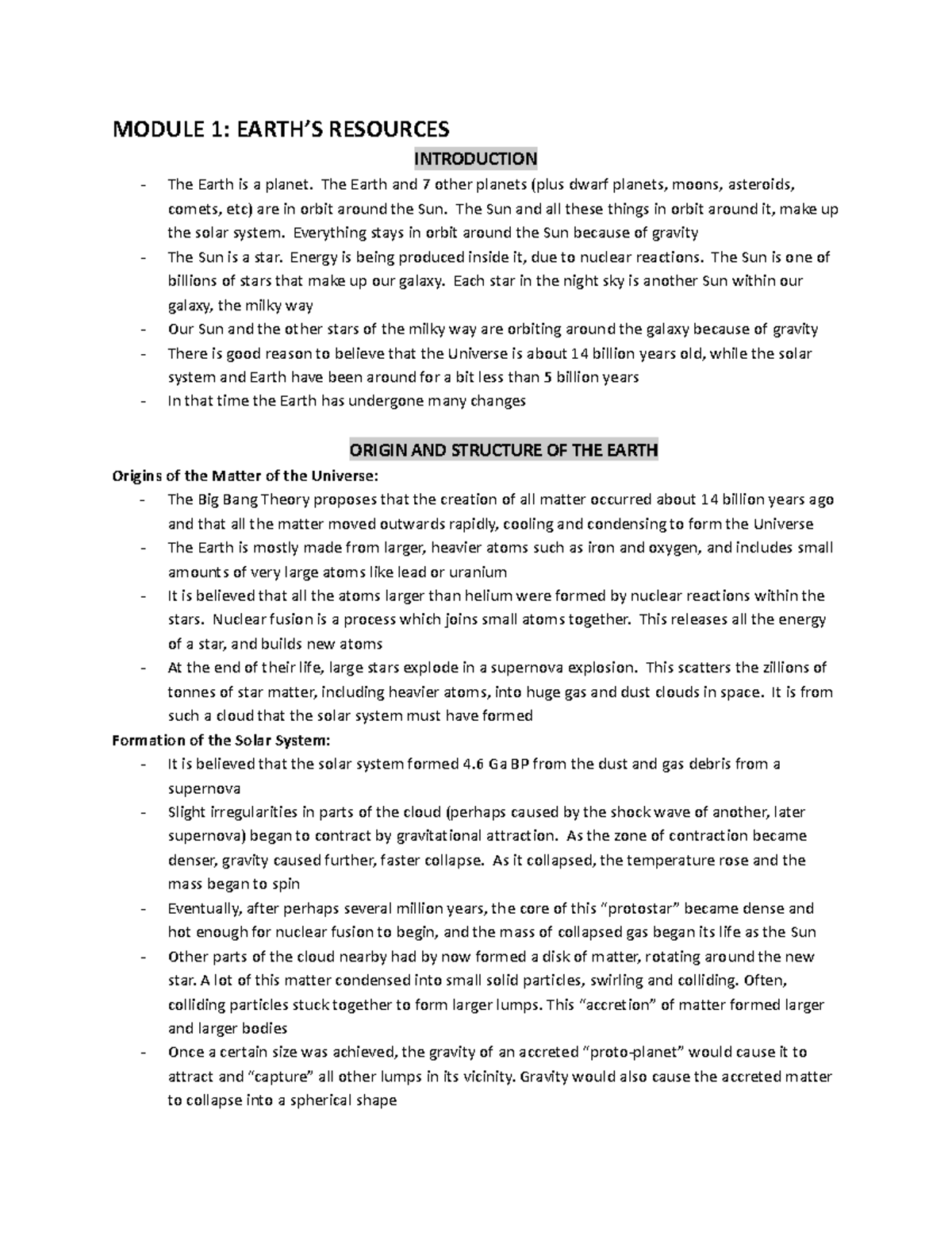 Earth & Environmental Science Master Notes - Year 11 Module 1 & 2 - Studocu