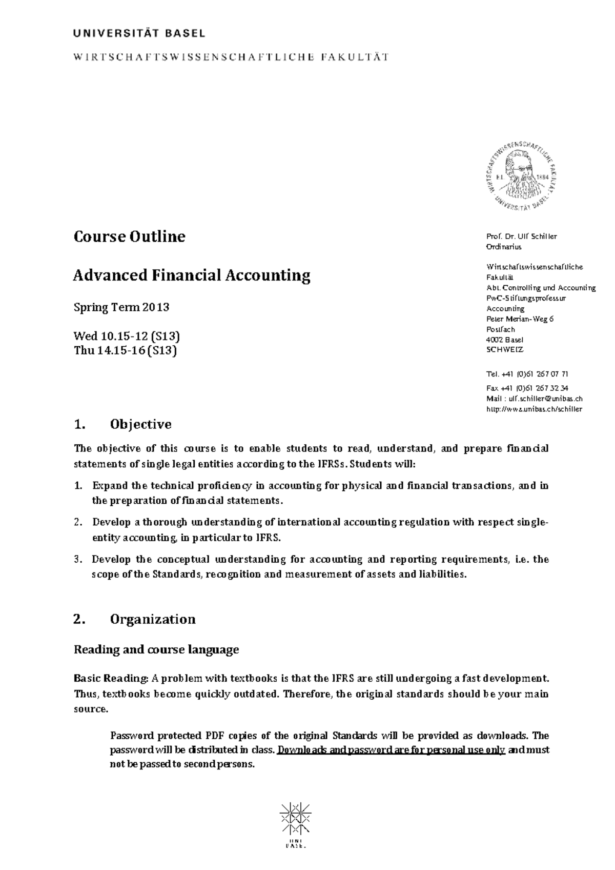Advanced Financial Accounting Course Outline (S13) - Spring 2013 - Studocu