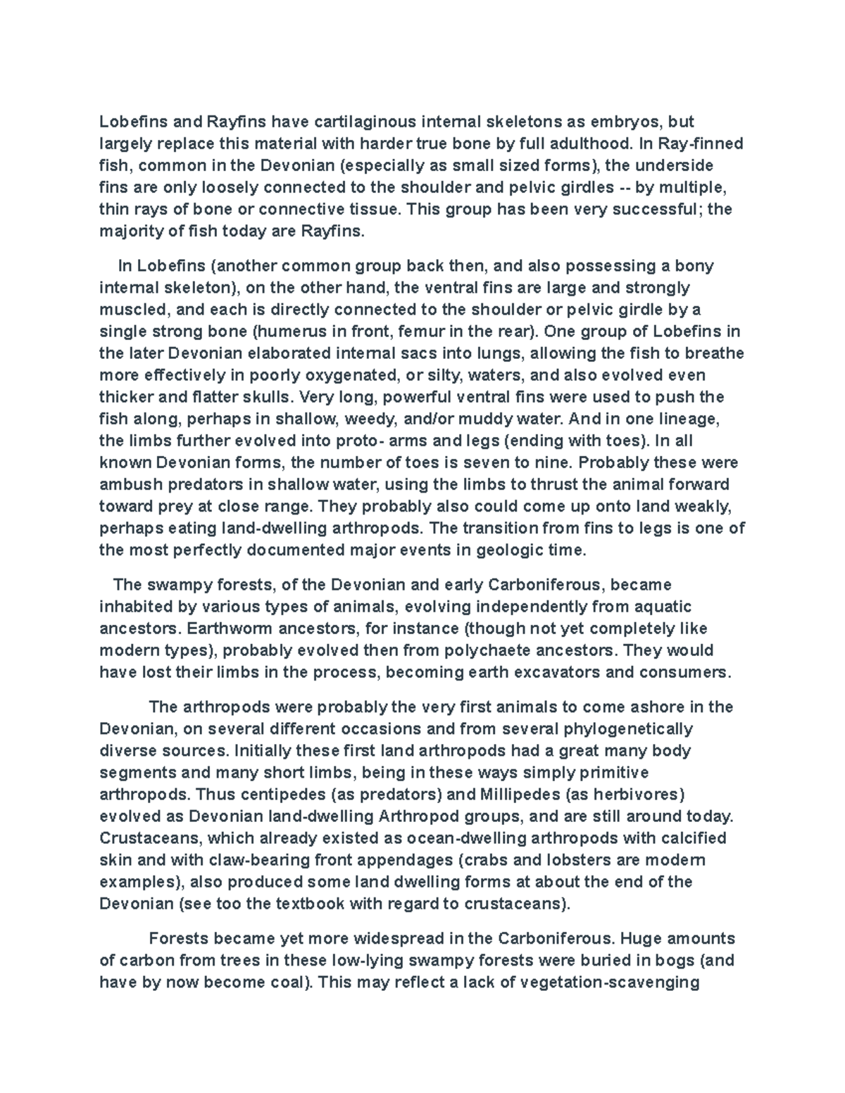 Bio 103 Lecture Notes: Evolution of Early Marine and Terrestrial Life ...