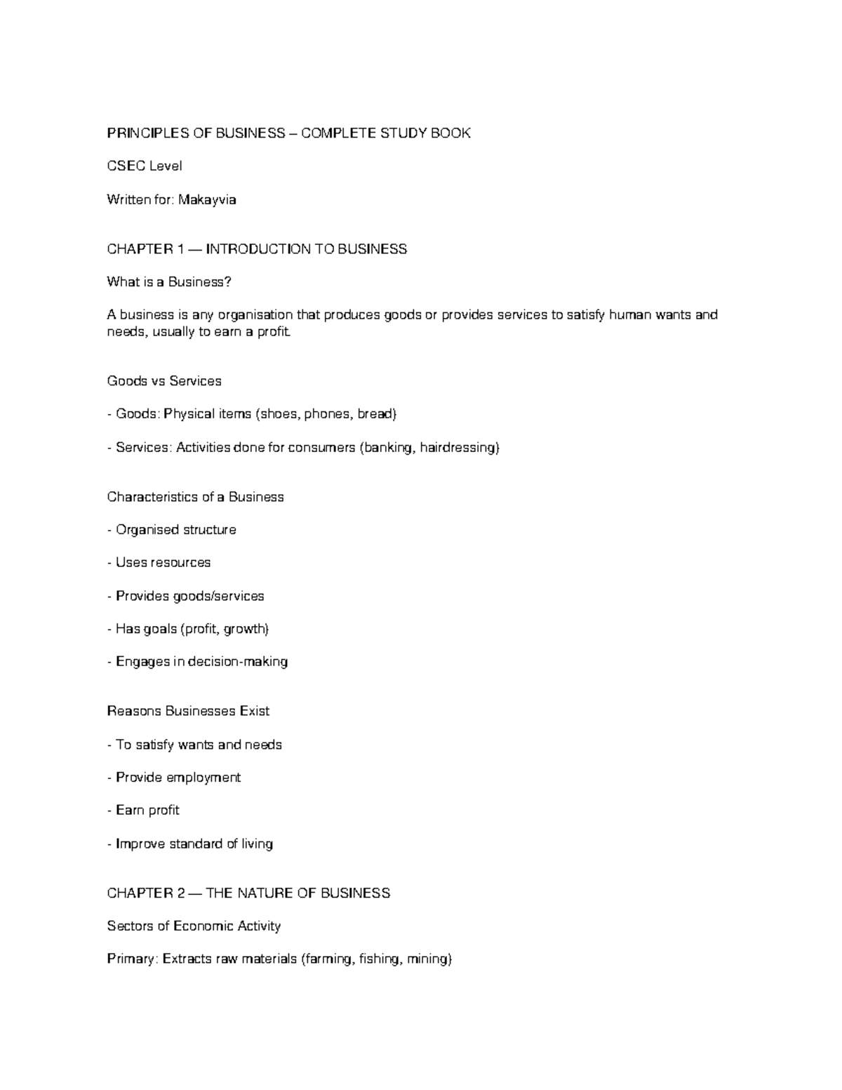 POB CSEC Level Complete Study Guide: Principles of Business - Studocu