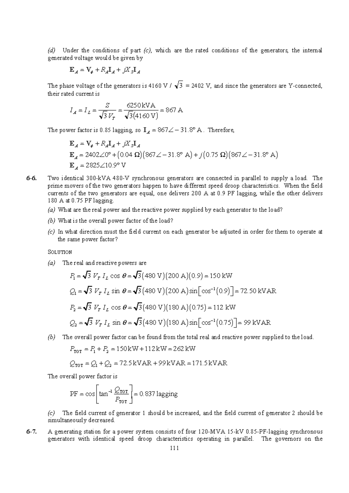 Electric Machinery & Power System Fundamentals - Chapter 6 & 7 ...