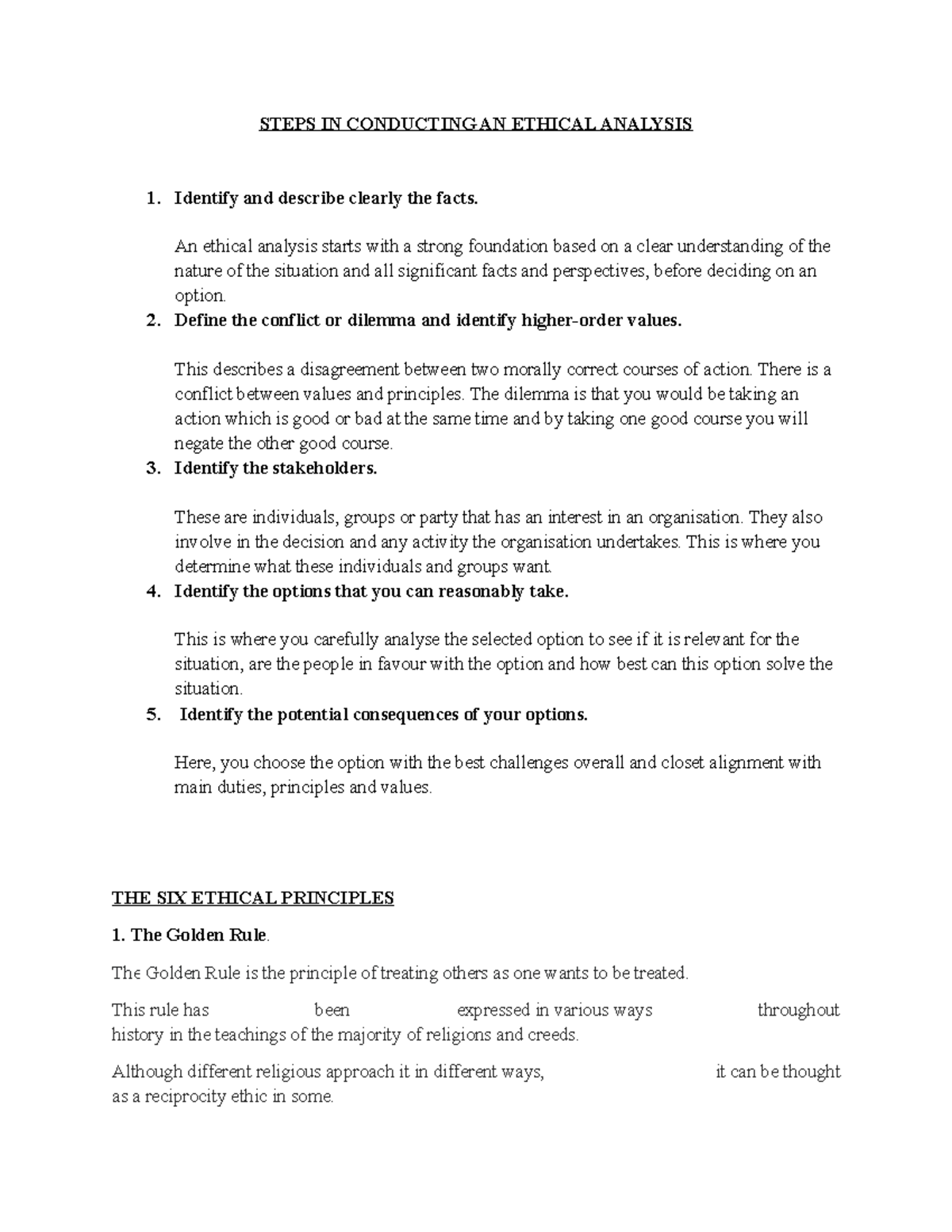 Steps to Conduct an Ethical Analysis: Key Principles and Framework ...