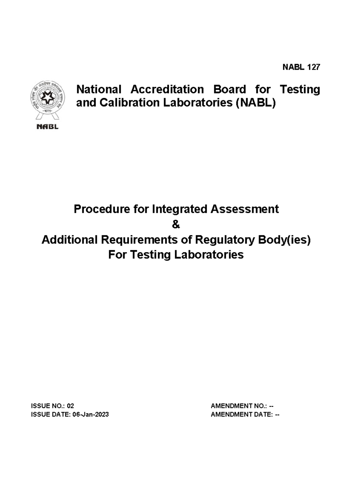 NABL 127: Integrated Assessment Procedure for Testing Laboratories ...