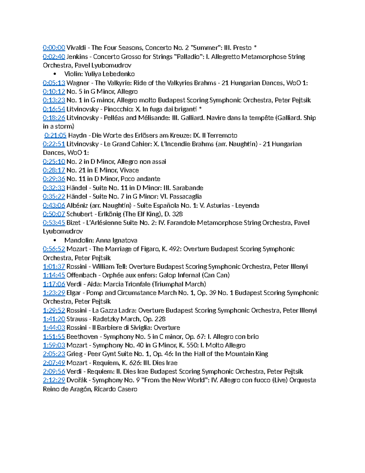 Orchestra Performance Notes - Vivaldi, Wagner, Brahms, and More - Studocu