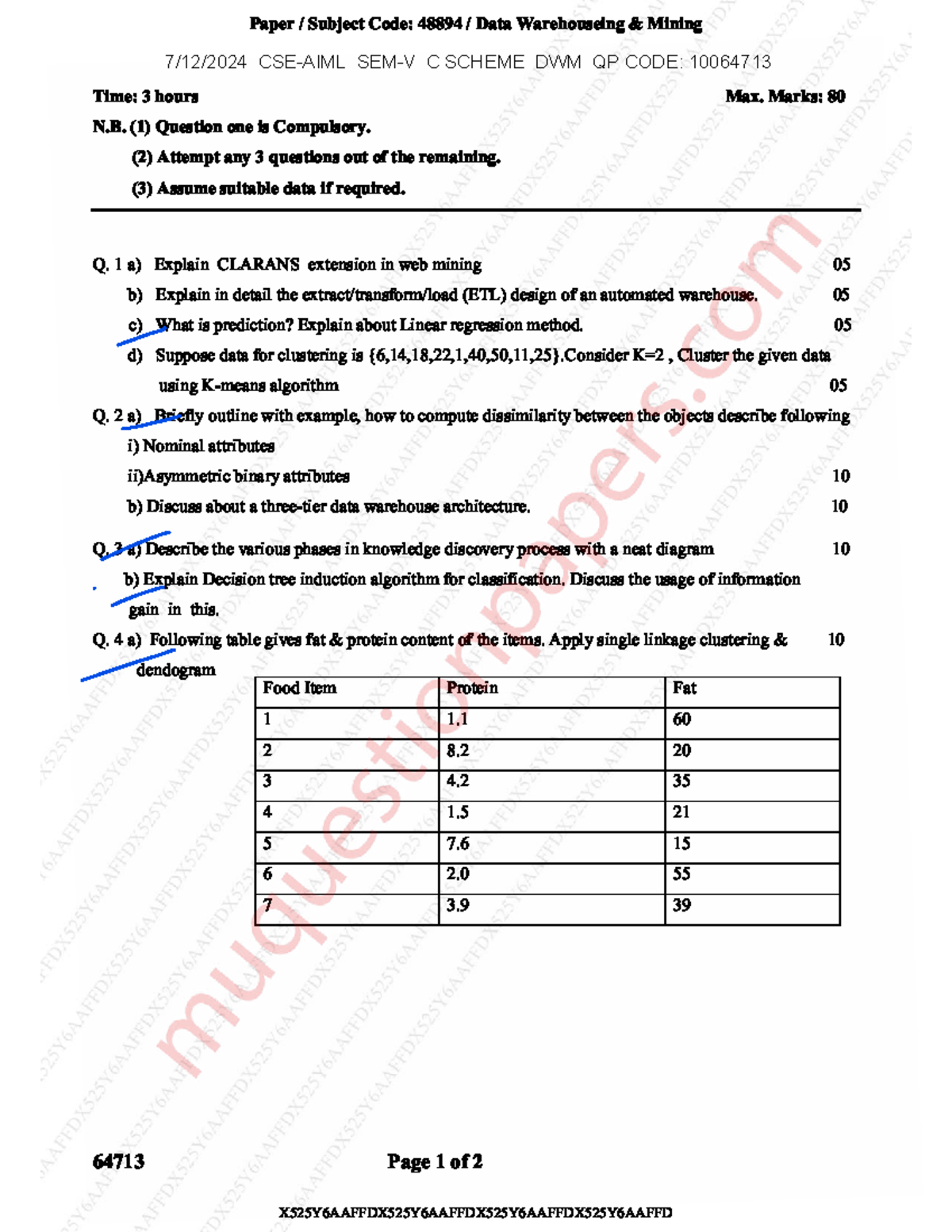 Question Paper DATA Warehousing AND Mining DEC 24 - - Studocu