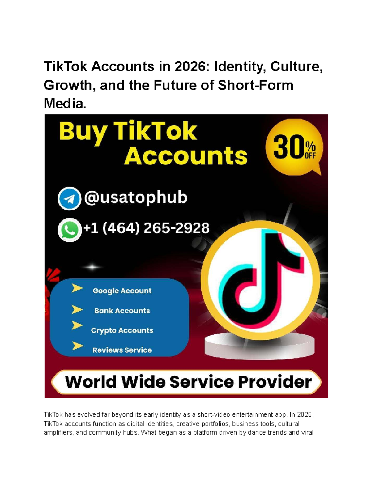 Understanding the Market for TikTok Accounts in 2026: Identity & Growth ...