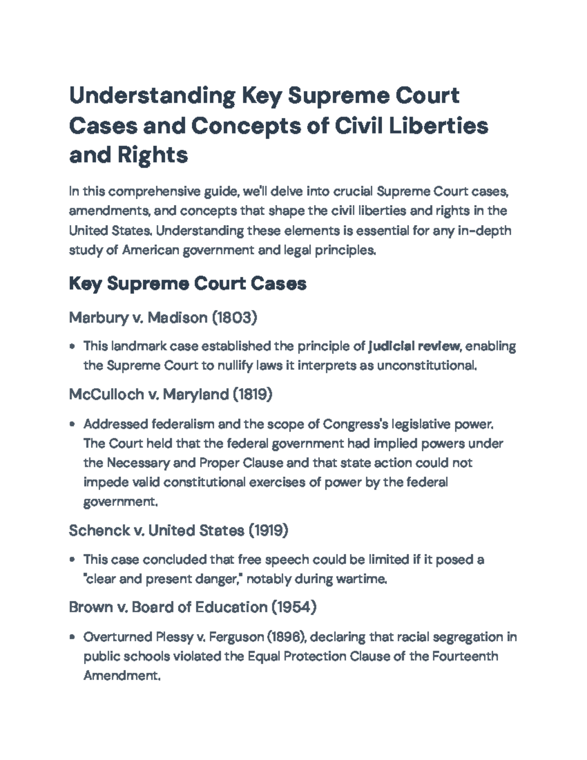 Civil Liberties and Rights: Key Supreme Court Cases and Concepts ...
