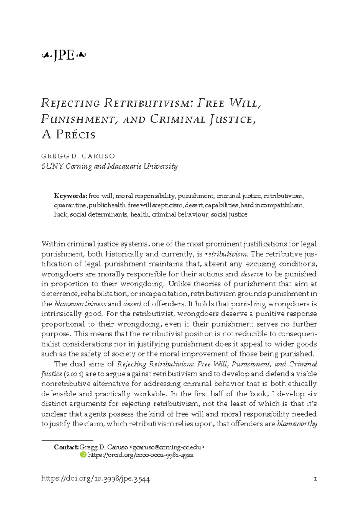 Rejecting Retributivism: A Public Health Approach to Criminal Justice ...