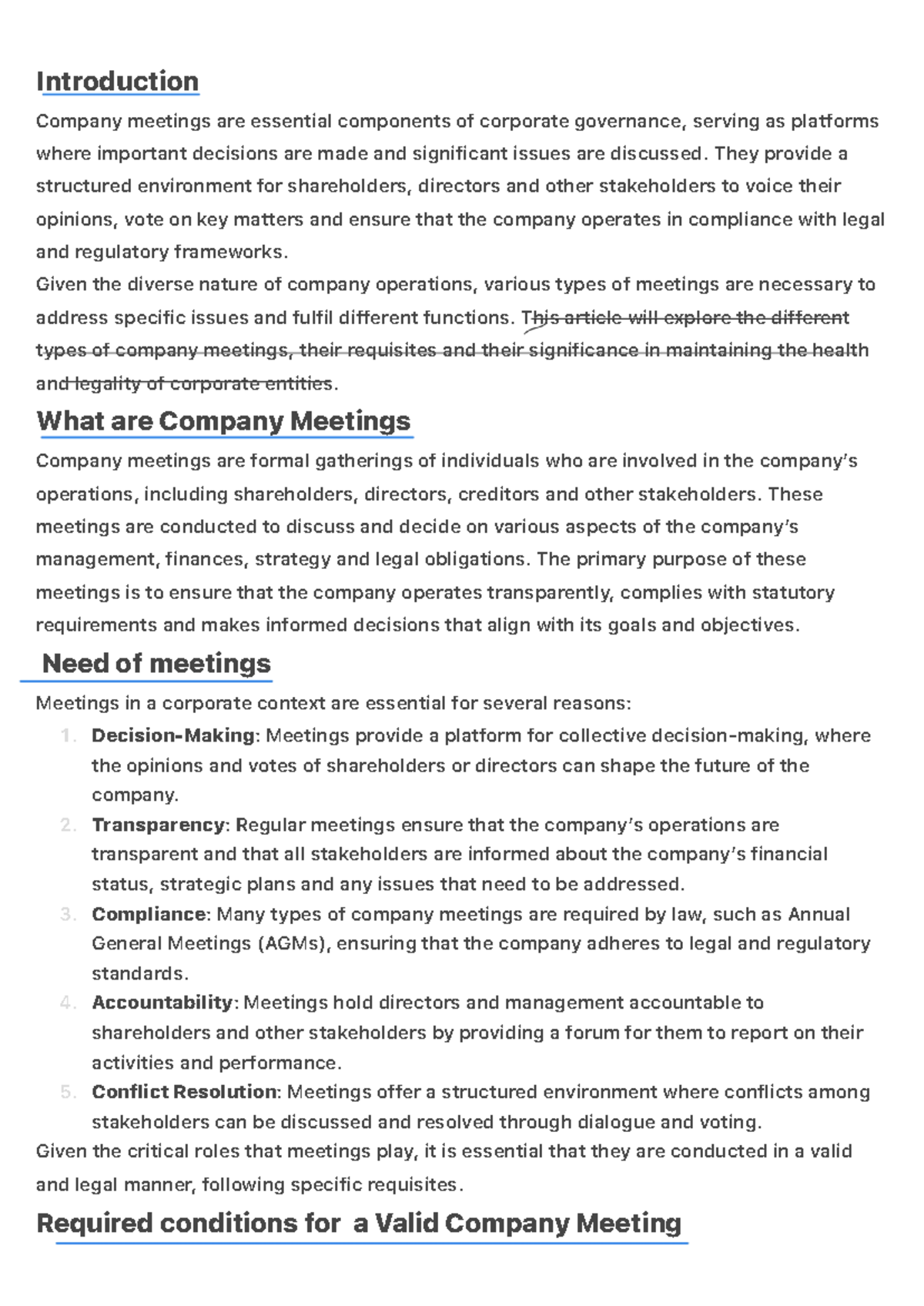 Different types of meeting - 1. 2. 3. 4. 5. Introduction Company ...