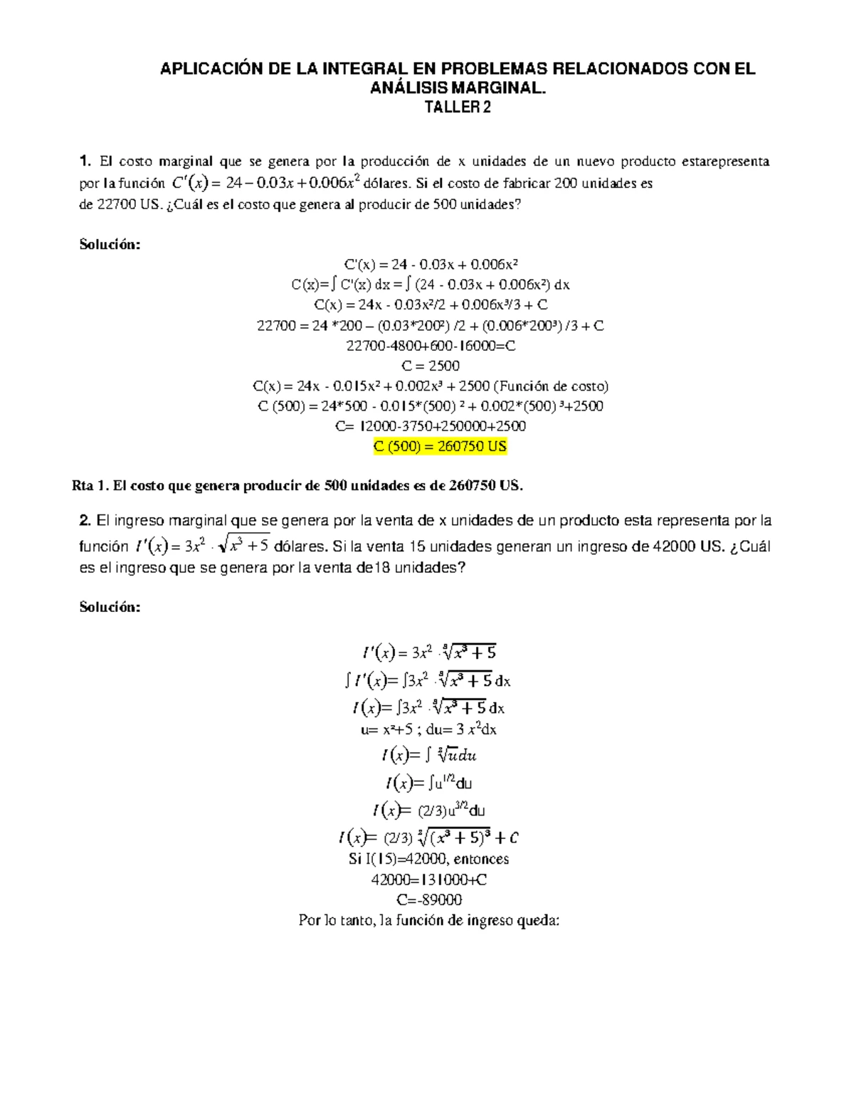 Taller 2: Modelos Matemáticos de Funciones - Desarrollo y Análisis ...
