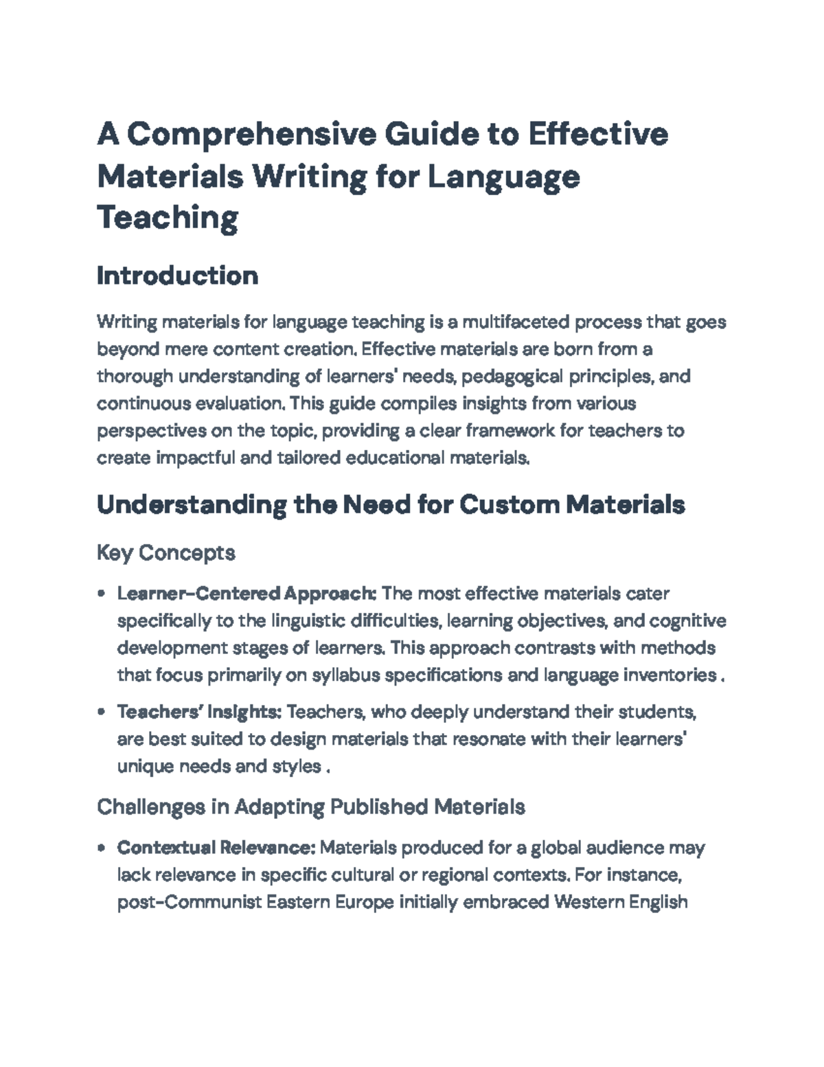 Effective Materials Writing for Language Teaching: A Comprehensive ...