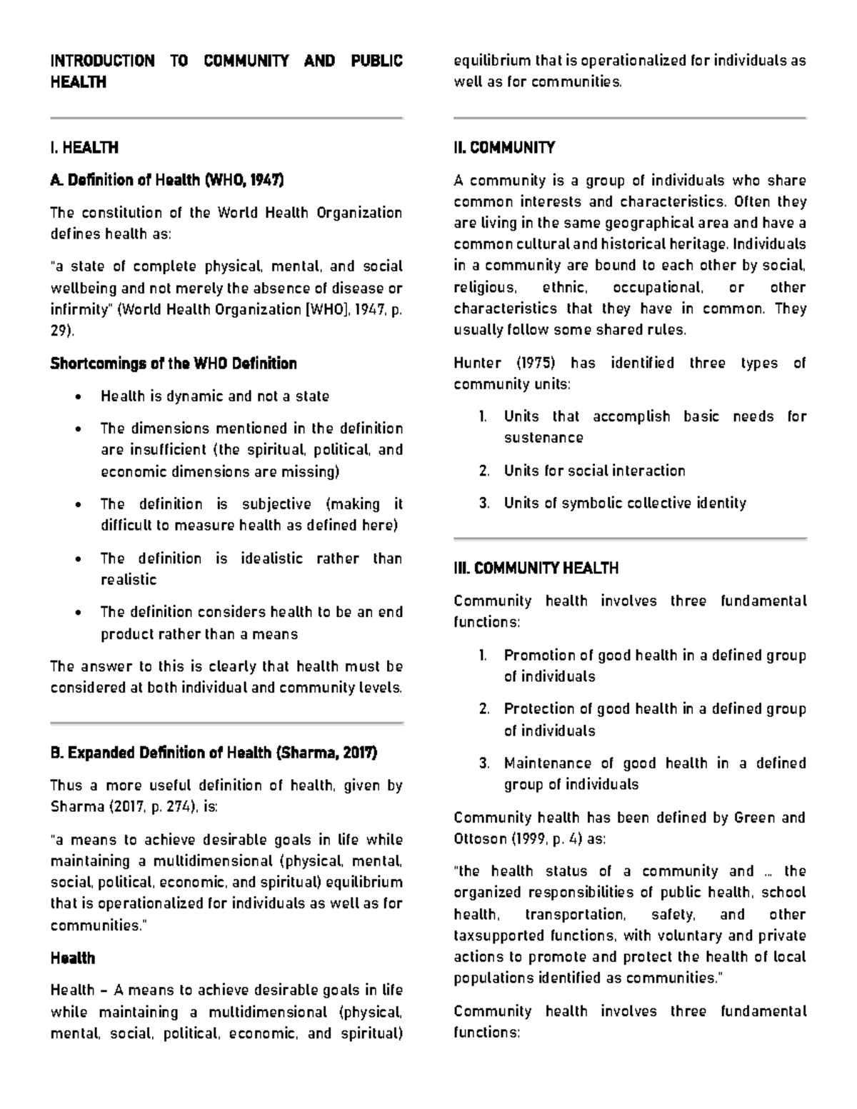 Introduction to Community and Public Health (ITCPH) - Lesson 1 - Studocu