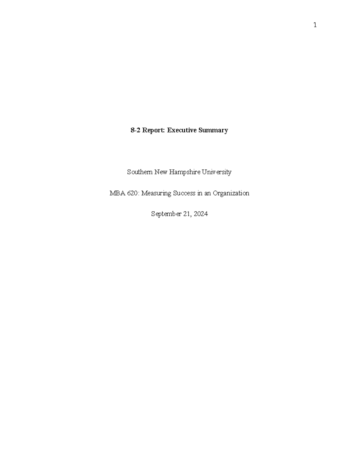 MBA 620 Module 8: Executive Summary of Company B's Performance Issues ...