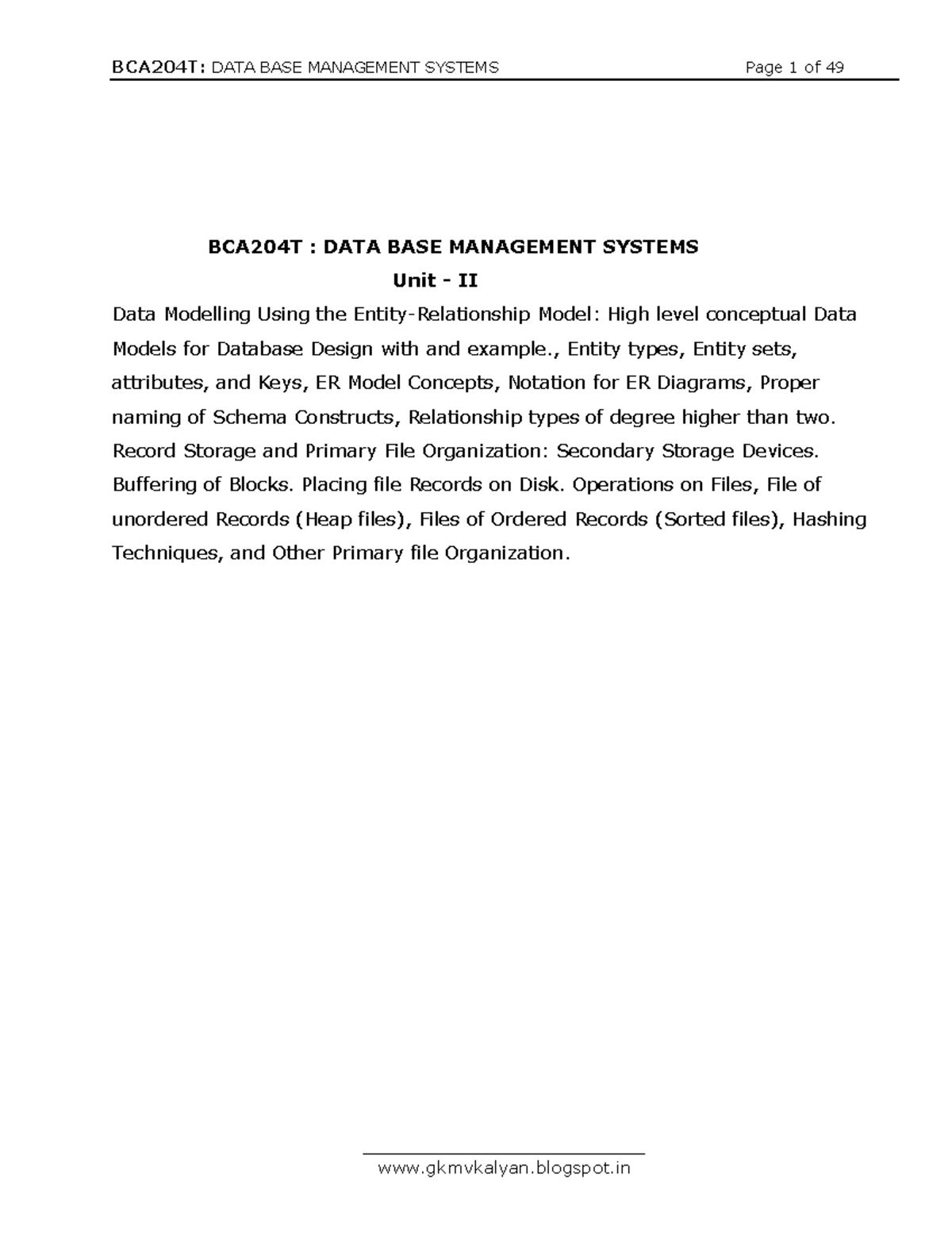 Unit-II DBMS copy - Notes - BCA204T : DATA BASE MANAGEMENT SYSTEMS Unit ...