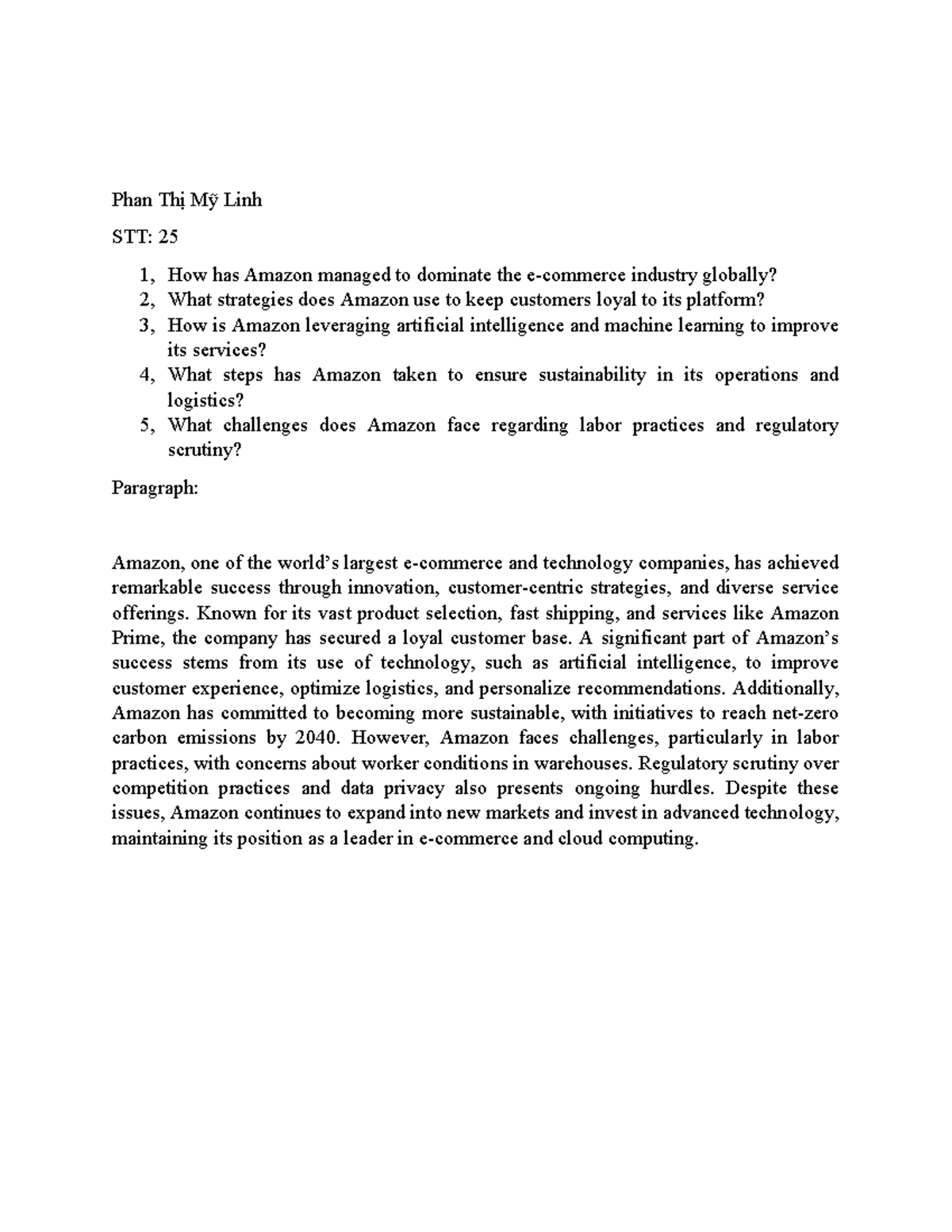 Amazon's Global Dominance: Strategies, AI, and Sustainability (STT: 25 ...