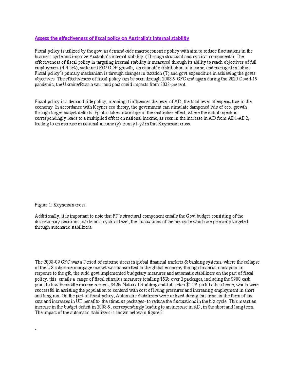 FP Essay: Evaluating Fiscal Policy's Impact on Internal Stability - Studocu