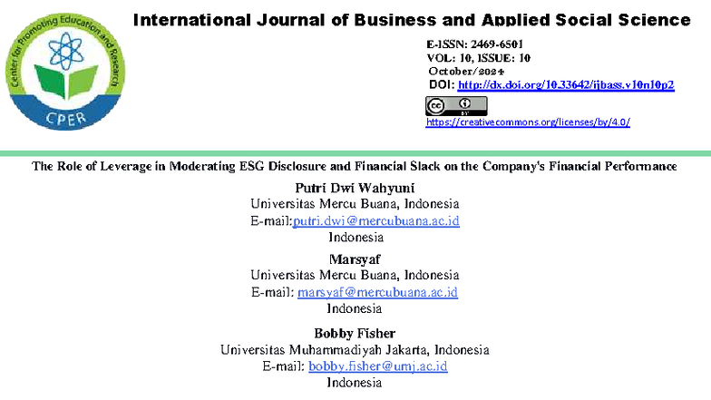 The Role of Leverage in Moderating ESG Disclosure and Financial Slack ...