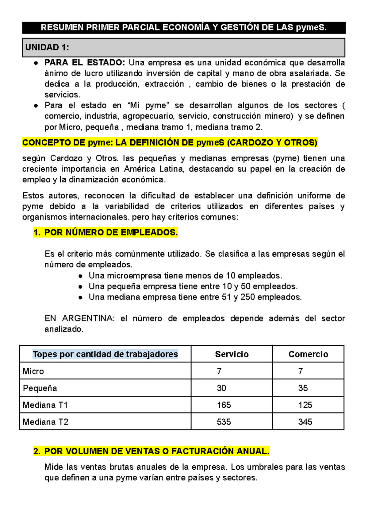 1° Parcial - EE G. de las PYMES: Conceptos y Definiciones Clave - Document Preview