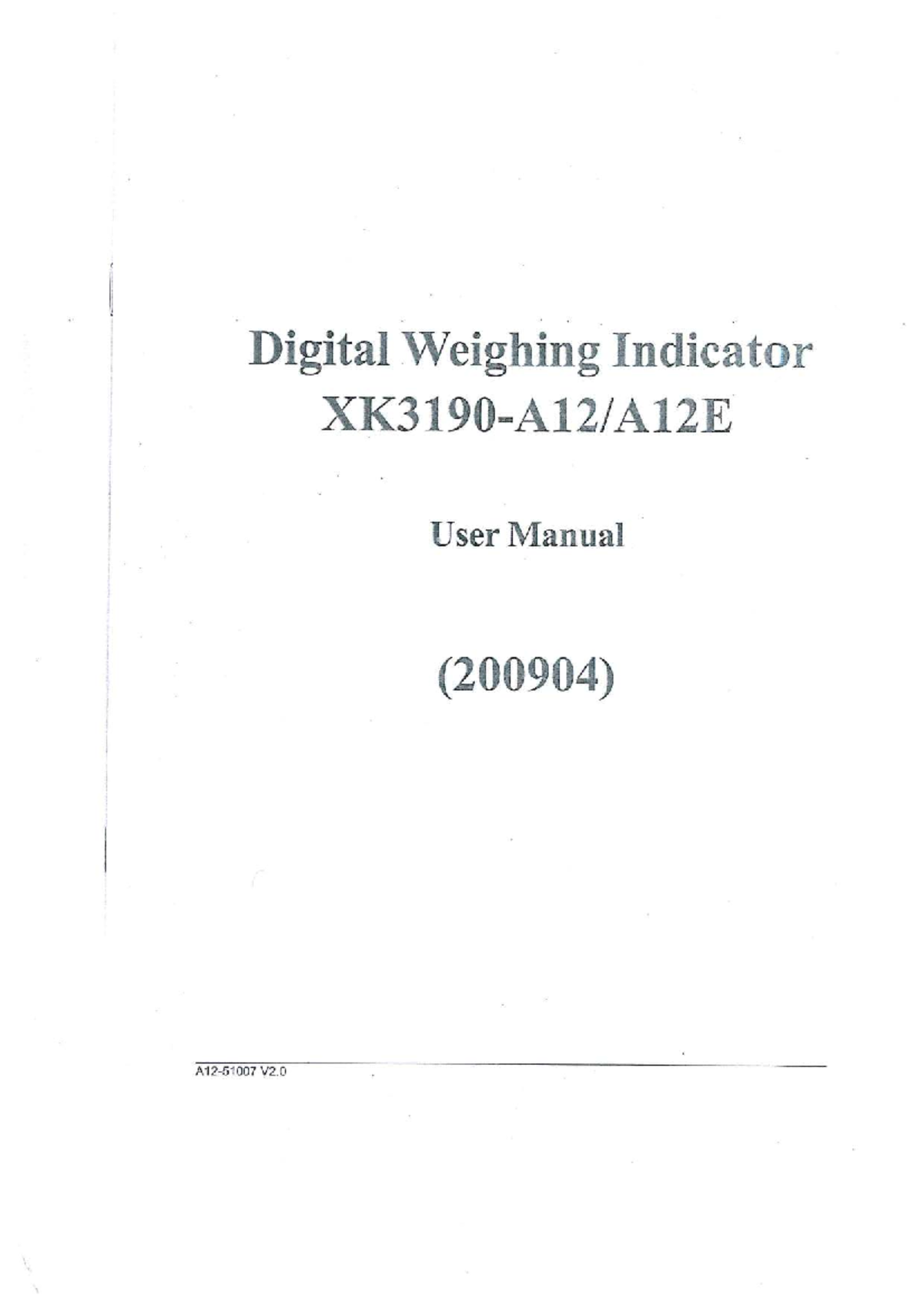 Digital Weighing Indicator User Manual (200904) V2.0 - Studocu