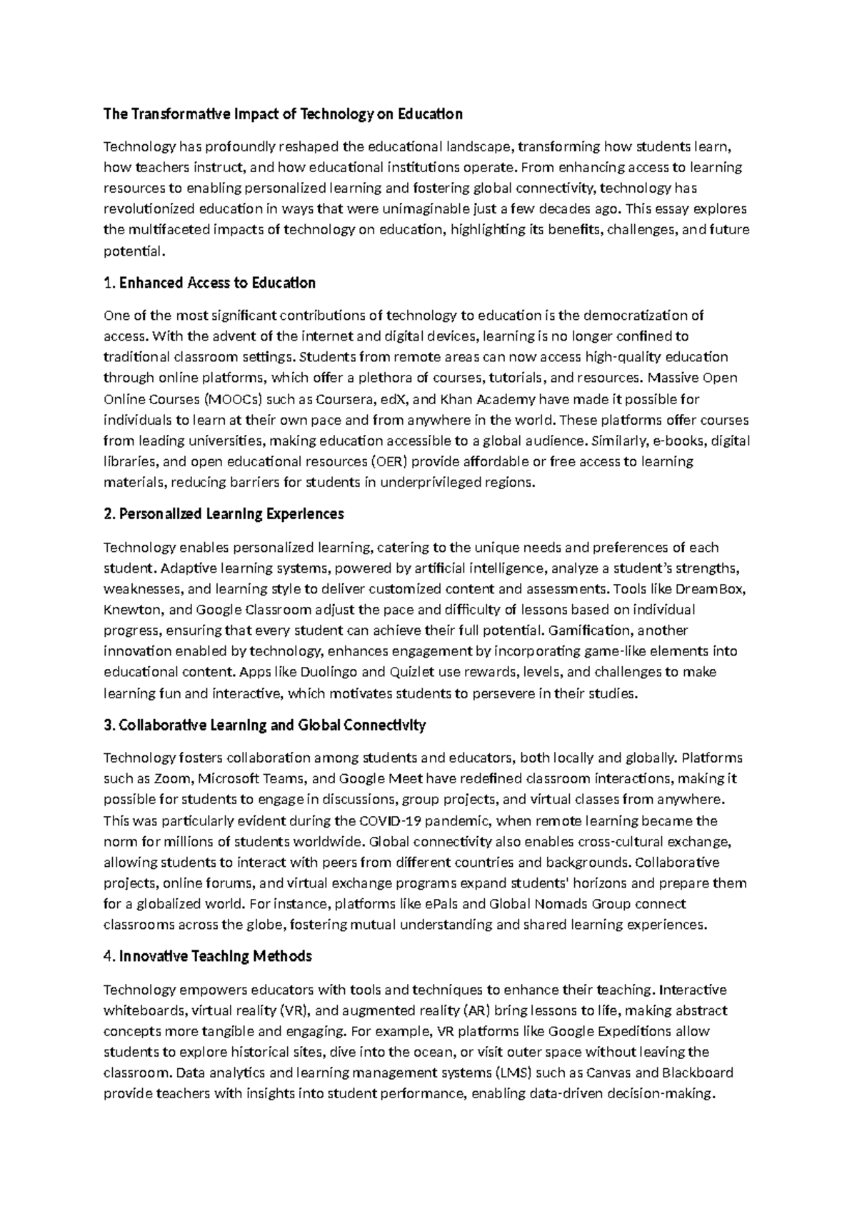 The Transformative Impact of Technology on Education - From enhancing ...