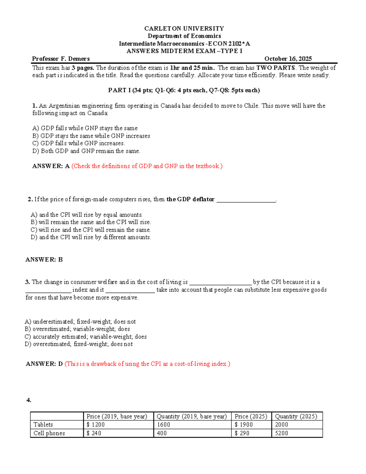 ECON 2102 Midterm Exam I Answers - October 16, 2025 - Studocu
