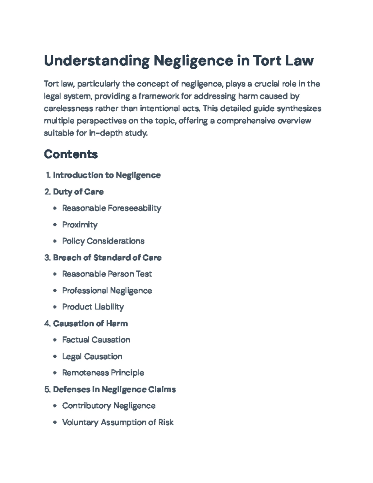 Comprehensive Overview of Tort Law and Its Key Concepts - Comprehensive ...