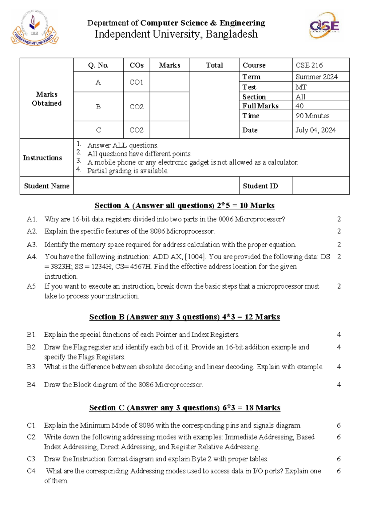 Micro mid summer 24 - Question sample - Department of Computer Science ...