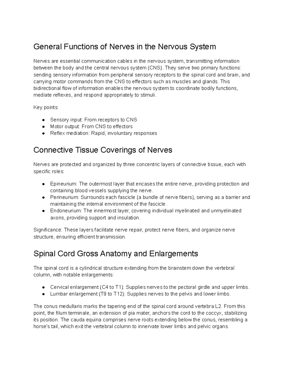 Comprehensive Guide to Nerves and Spinal Cord Functions (BIO 101) - Studocu