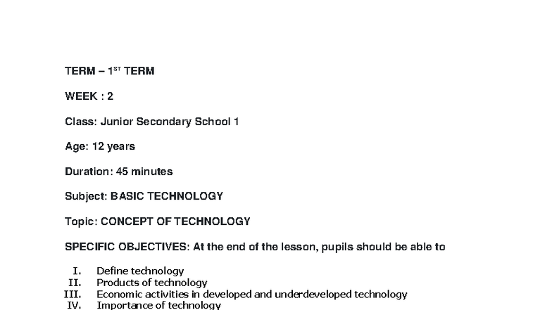 Basic TECH JSS 1: Comprehensive Notes on Technology Concepts and Safety ...