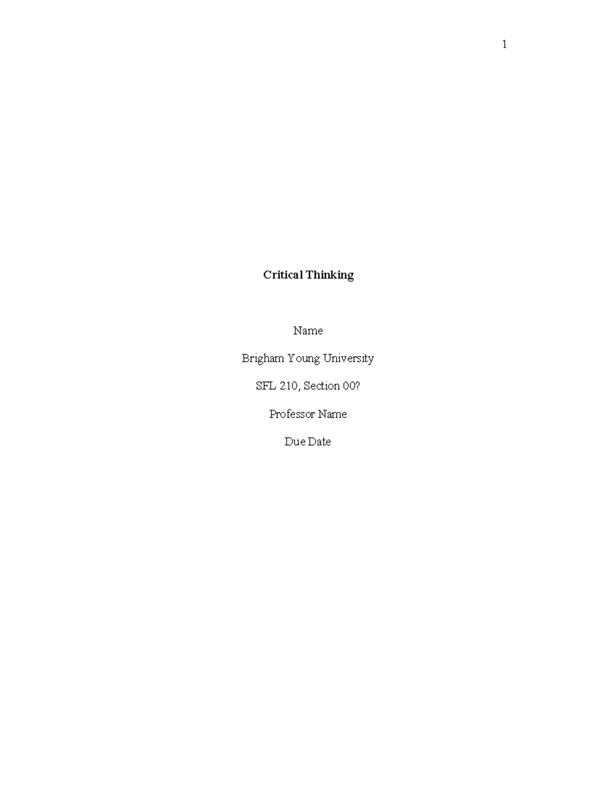 SFL 210 Critical Thinking Template & Key Concepts Guide - Studocu