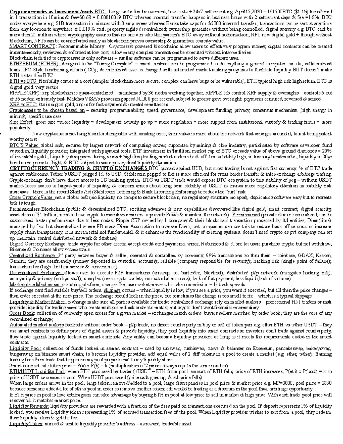 Fintech & Cryptocurrencies: Comprehensive Cheat Sheet Guide - Studocu