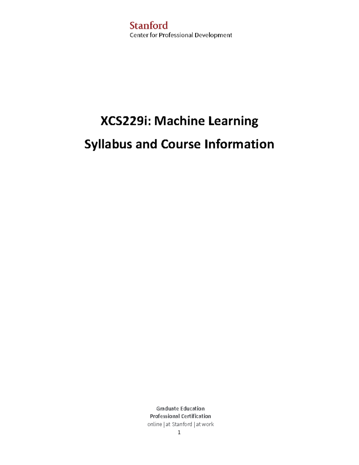 XCS229i: Machine Learning Course Syllabus and Overview - Studocu
