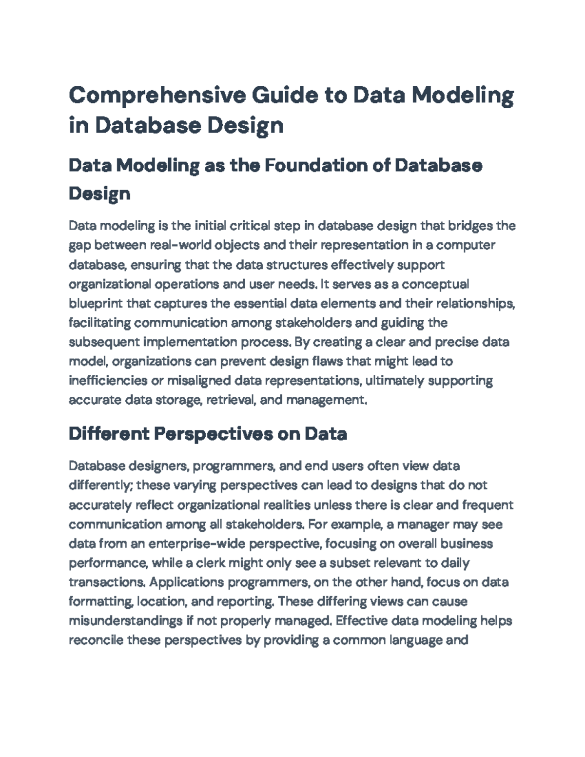 Comprehensive Guide to Data Modeling in DB Design (Course Code: DB101 ...