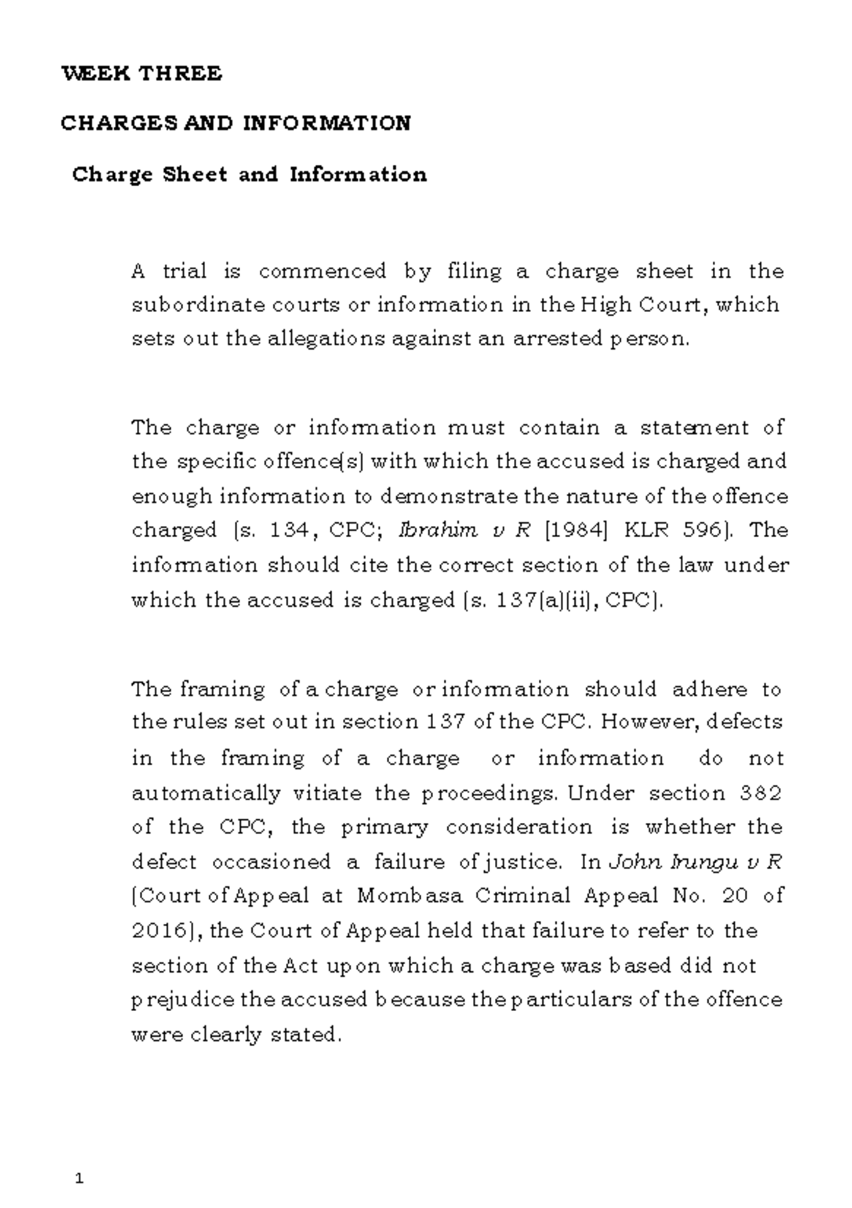 Week 3: Charges and Information - Legal Framework Overview - Studocu