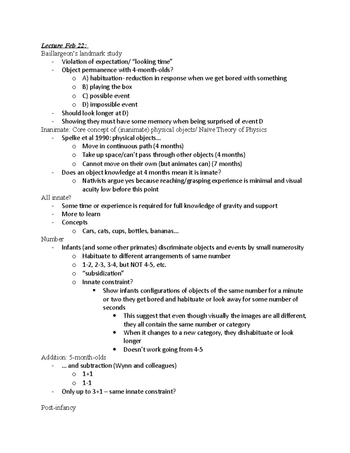 Psychology 101: Developmental Psych Lecture Notes (Feb 15-24) - Studocu