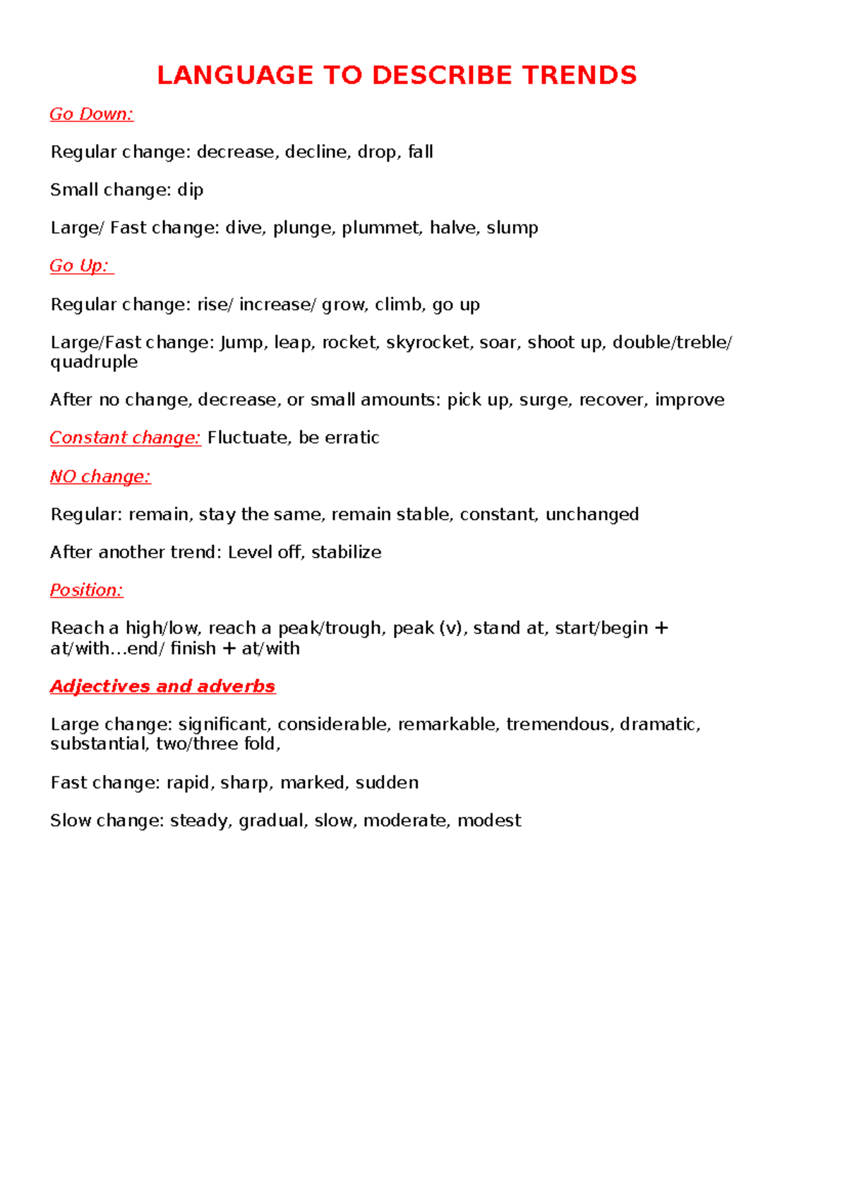 Language to describe trends for academic writing and analysis - Studocu