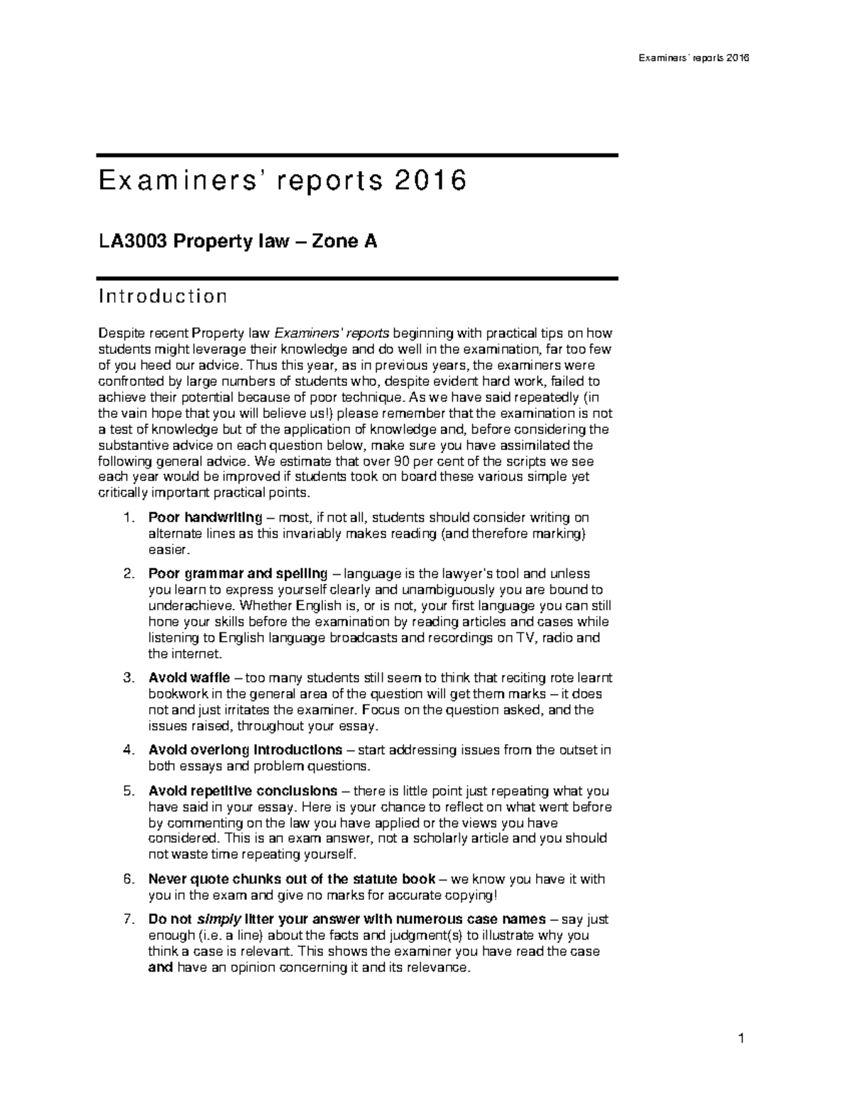 Property report 2016 A - marking scheme - Examiners’ reports 2016 Ex a ...