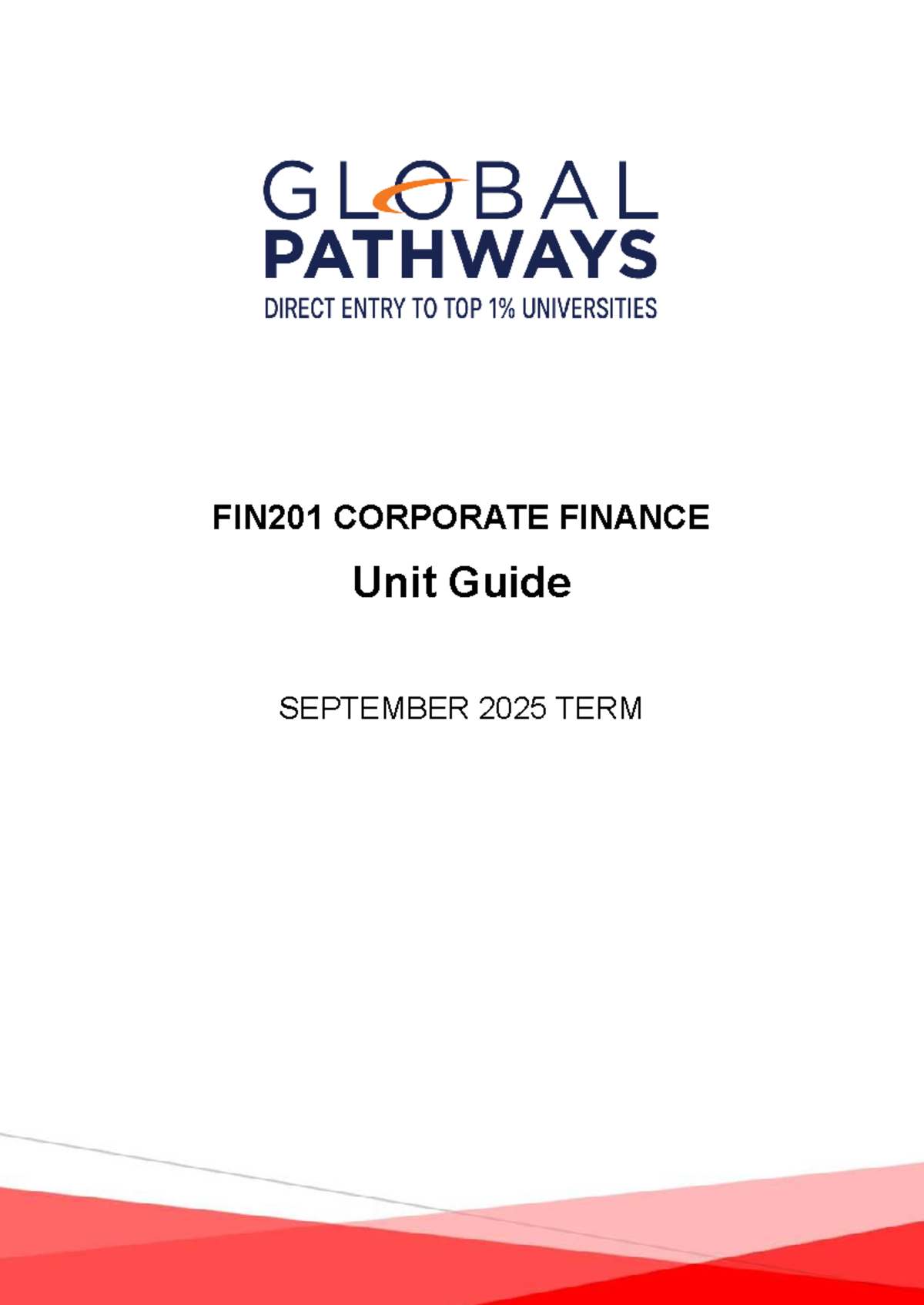 FIN201 Corporate Finance Unit Guide - September 2025 Term - Studocu