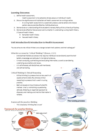 Health assessment notes for nursing practice (NUR 101) - Studocu