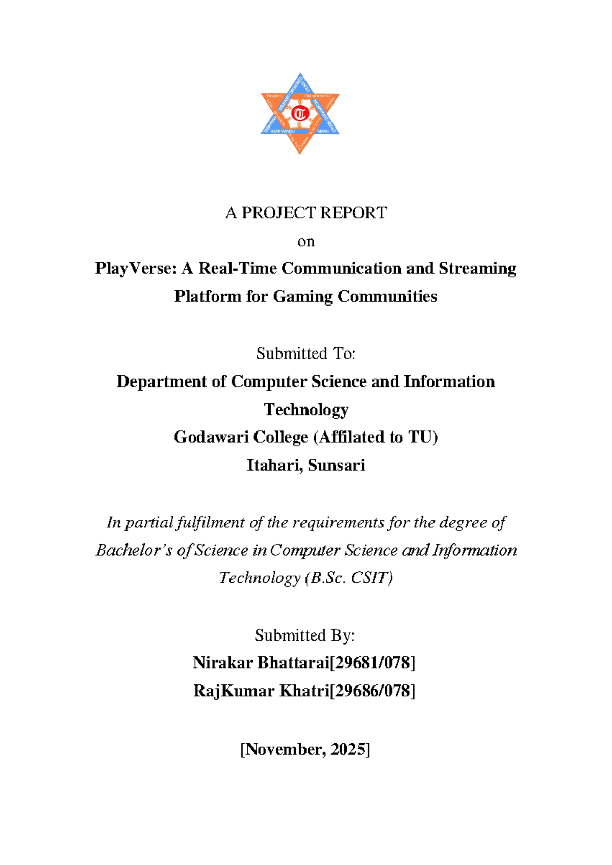 PlayVerse Project Report: A Communication & Streaming Platform for ...