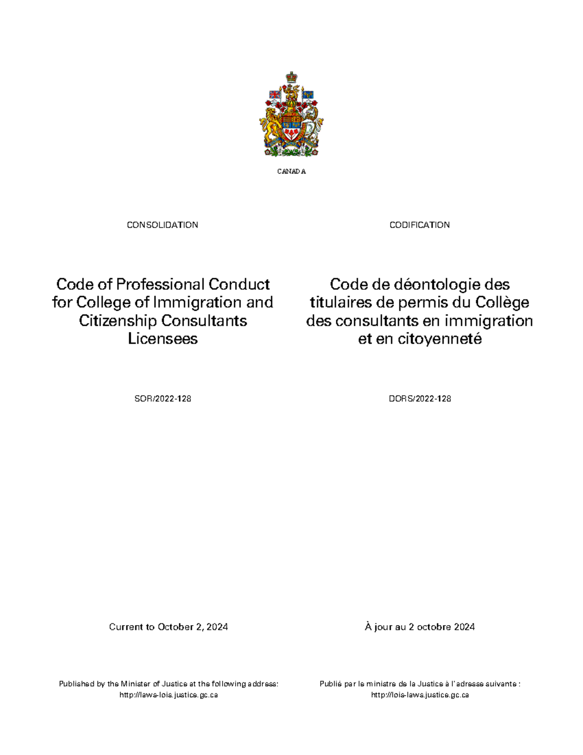 Code of Conduct Handbook for College of Immigration & Citizenship ...
