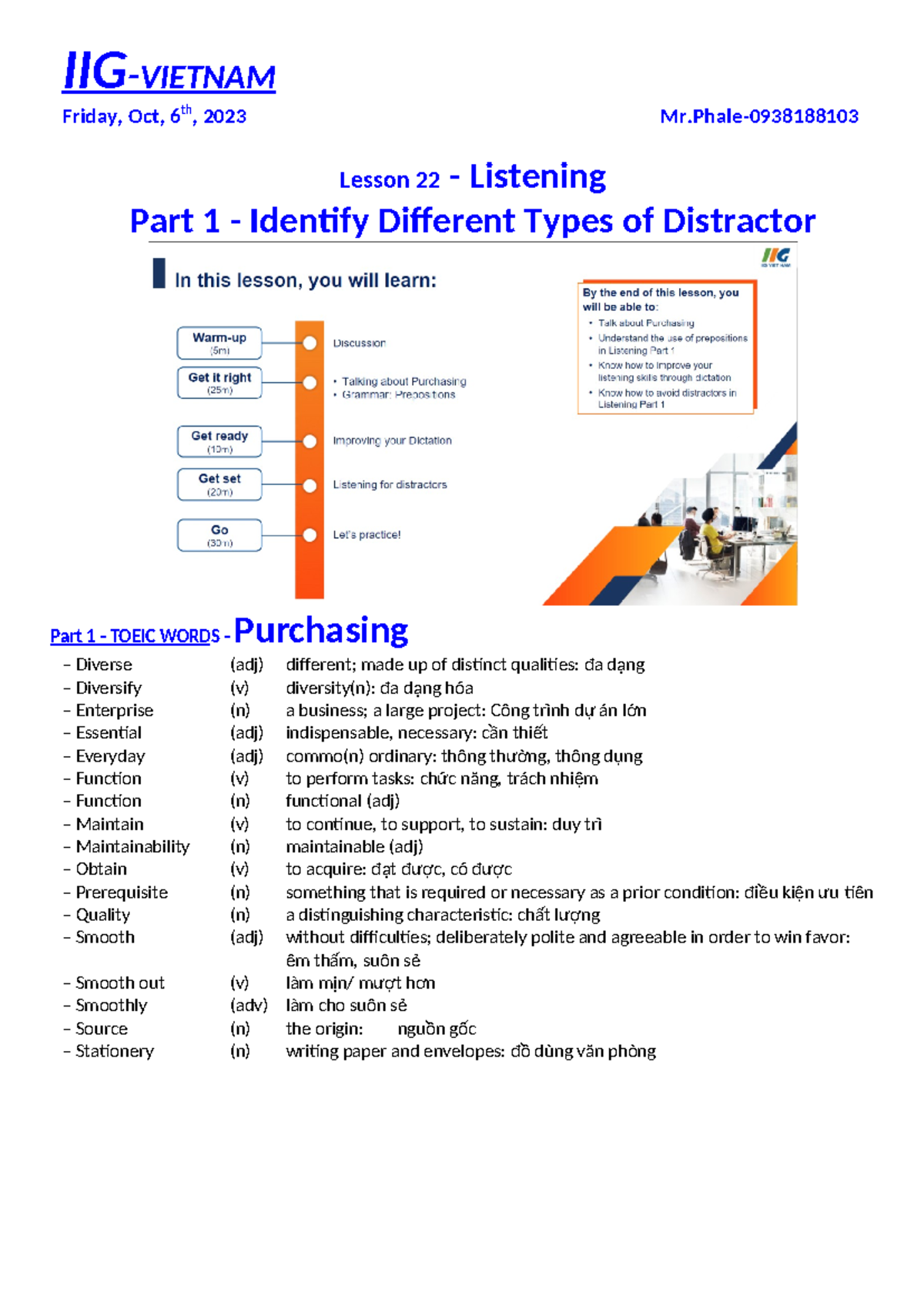 IIG.Lesson 22: Recognizing Types of Distractors in Listening Exercises ...