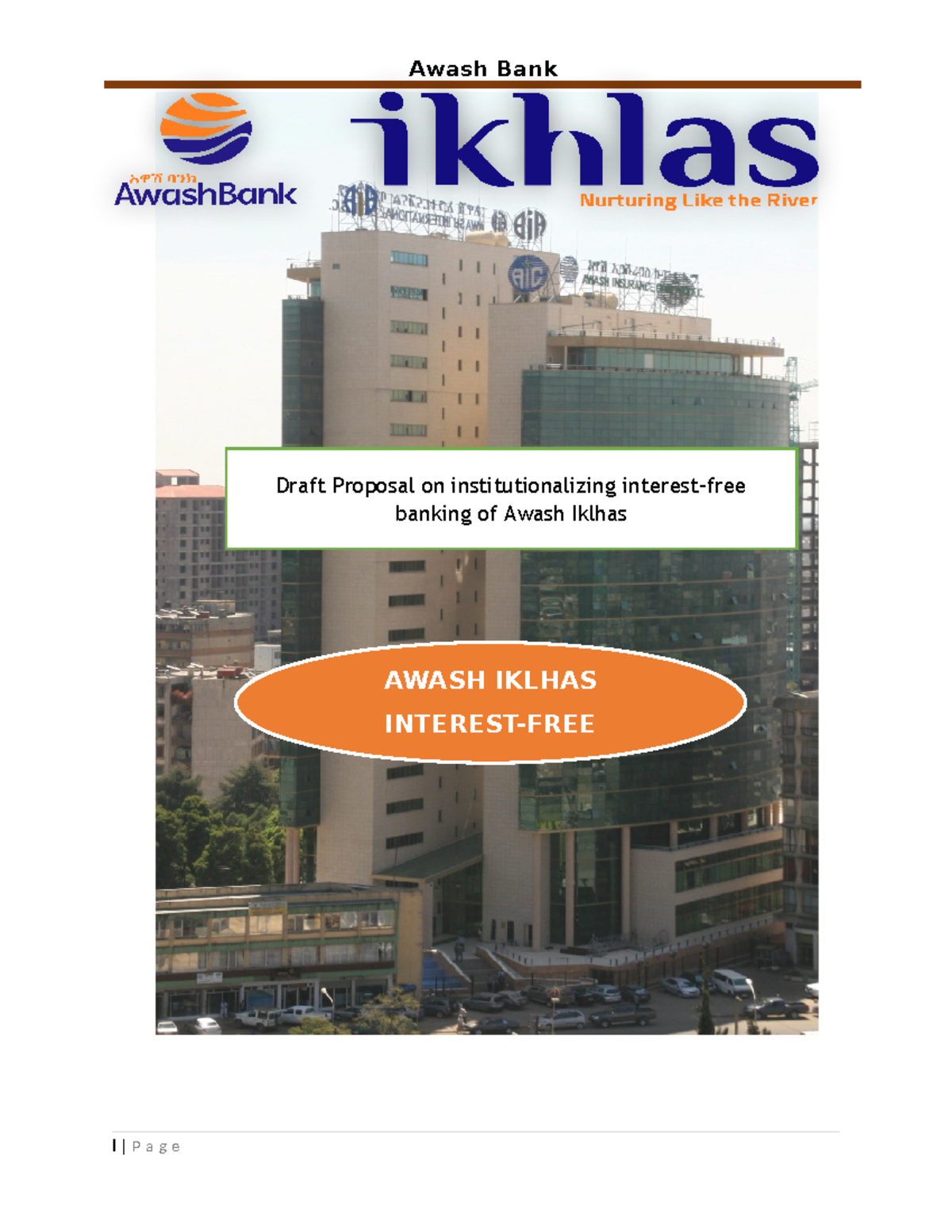 Awash Bank Draft Proposal: Institutionalizing IFB Operations - Studocu