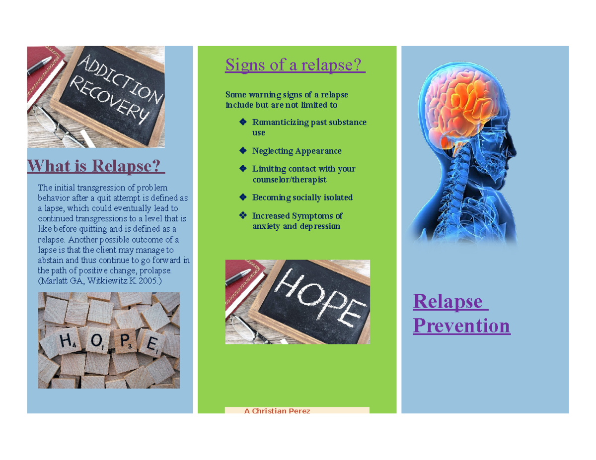 Addiction Relapse Prevention Strategies Brochure: Week 6 Final - Studocu